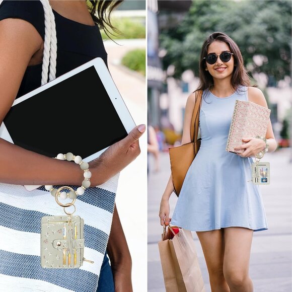 Silicone Wallet Wristlet Keychain RFID ID Window Slim Purse Women Gift - Picture 3 of 7